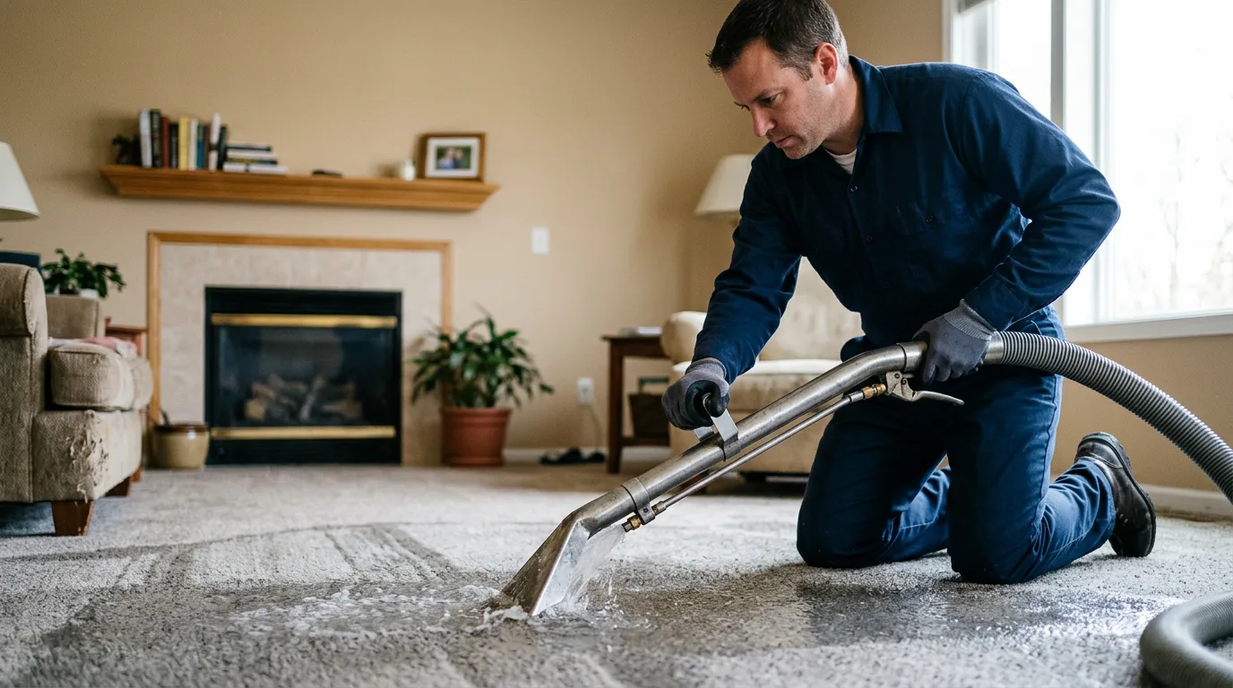 Water damage restoration technician working near Saint John, ND